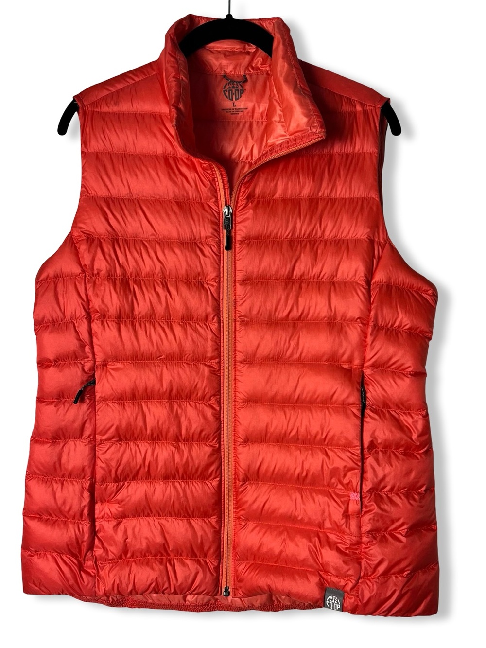 REI Co-op 650 Down Vest Womens Salmon Orange Pink Packable Puffer Vest Sz L